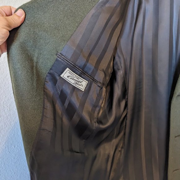 100% CAMEL HAIR | Vintage Pierre Cardin Sports Coat | 46L | HUNTER GREEN | EVC - Picture 9 of 13